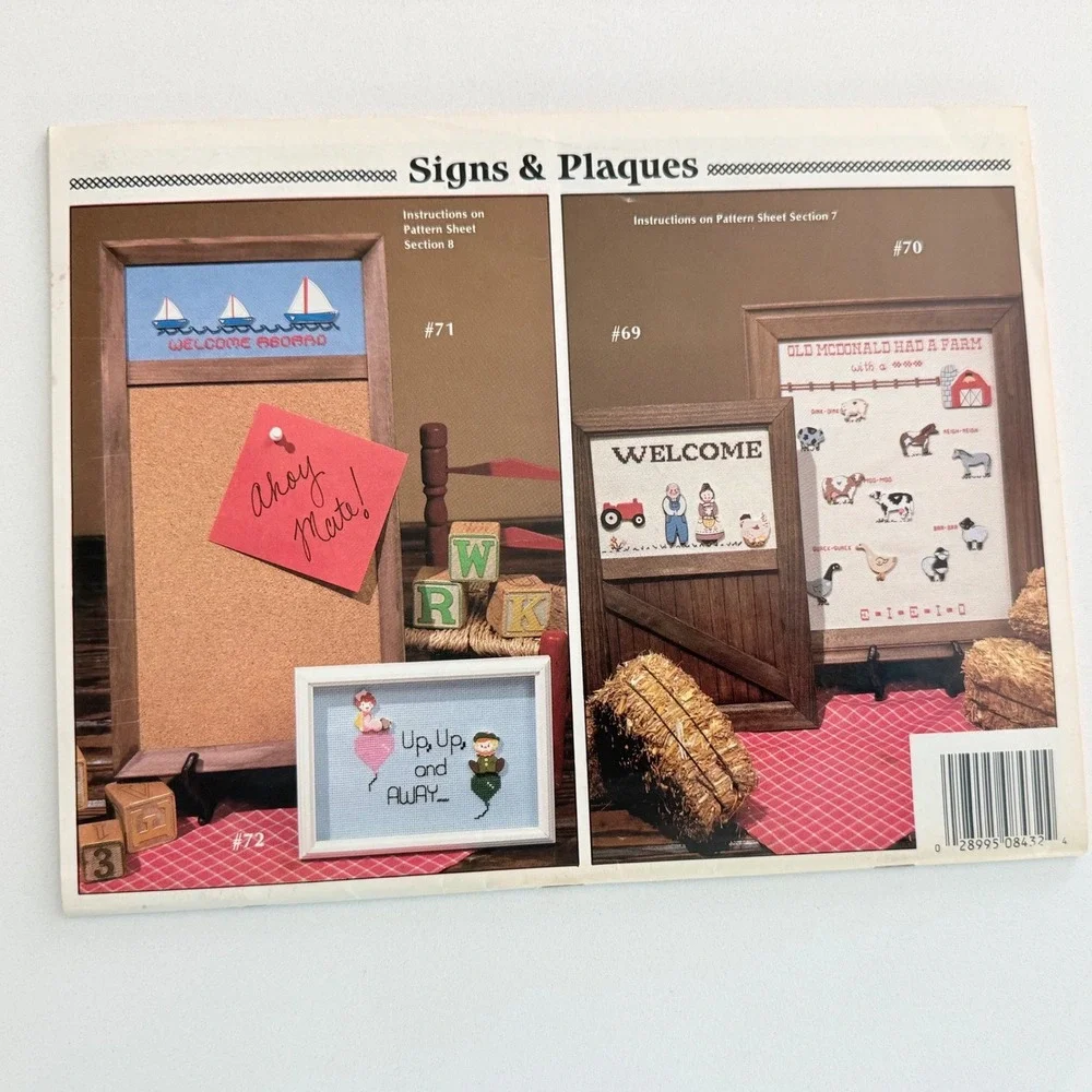 Lot of 3 Cross Stitch Pattern Books Vintage Craft Sewing Alphabet Office
